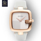 GUOU Top Brand Women's Watches Square Fashion zegarek damski Luxury Ladies Bracelet For Women Genuine Leather Strap Clocks Saati