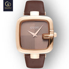 GUOU Top Brand Women's Watches Square Fashion zegarek damski Luxury Ladies Bracelet For Women Genuine Leather Strap Clocks Saati