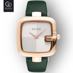 GUOU Top Brand Women's Watches Square Fashion zegarek damski Luxury Ladies Bracelet For Women Genuine Leather Strap Clocks Saati