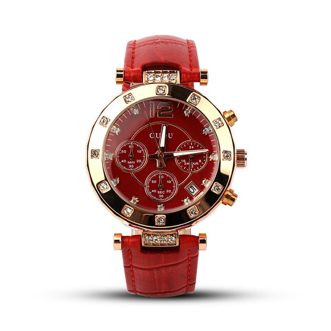 GUOU Watch Luxury Ladies Watch Fashion Quartz Watch Women Rhinestone Leather Casual Women's Watch Rose Gold relogio feminino