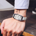 GUOU Watch Men Fashion Unique Double Movement Double Dial Watches Luxury Leather Men Watch relogio masculino relojes para hombre