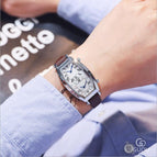 GUOU Watch Men Fashion Unique Double Movement Double Dial Watches Luxury Leather Men Watch relogio masculino relojes para hombre