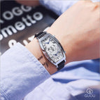 GUOU Watch Men Fashion Unique Double Movement Double Dial Watches Luxury Leather Men Watch relogio masculino relojes para hombre