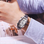 GUOU Watch Men Fashion Unique Double Movement Double Dial Watches Luxury Leather Men Watch relogio masculino relojes para hombre