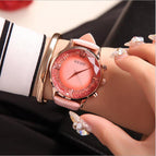 GUOU Watch Women Top Luxury Fashion Quartz Watch Ladies Wristwatch Genuine Leather Diamond Women Watches saat relogio feminino