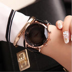 GUOU Watch Women Top Luxury Fashion Quartz Watch Ladies Wristwatch Genuine Leather Diamond Women Watches saat relogio feminino