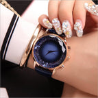 GUOU Watch Women Top Luxury Fashion Quartz Watch Ladies Wristwatch Genuine Leather Diamond Women Watches saat relogio feminino