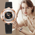 GUOU Watch Women Watches Top Brand Luxury Diamond Women's Watches Fashion Leather Ladies Watch Clock reloj mujer zegarek damski