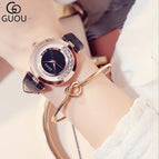 GUOU Watch Women Watches Top Brand Luxury Diamond Women's Watches Fashion Leather Ladies Watch Clock reloj mujer zegarek damski