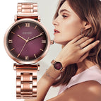 GUOU 8149 Women's Watches Reloj Bracelet Ladies Watch Rose Gold Wome Brand Luxury  fashion simple  quartz  steel band watch
