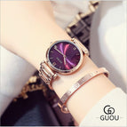 GUOU 8149 Women's Watches Reloj Bracelet Ladies Watch Rose Gold Wome Brand Luxury  fashion simple  quartz  steel band watch