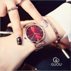 GUOU 8149 Women's Watches Reloj Bracelet Ladies Watch Rose Gold Wome Brand Luxury  fashion simple  quartz  steel band watch