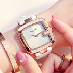 GUOU Women's Watches 2019 Square Fashion zegarek damski Luxury Ladies Bracelet Watches For Women Leather Strap Clock Saati