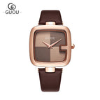 GUOU Women's Watches 2019 Square Fashion zegarek damski Luxury Ladies Bracelet Watches For Women Leather Strap Clock Saati