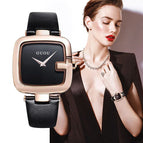 GUOU Women's Watches 2019 Square Fashion zegarek damski Luxury Ladies Bracelet Watches For Women Leather Strap Clock Saati