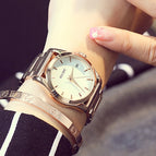 GUOU Women's Watches Business Ladies Watch Rose Gold Bracelet Watch Women Stainless Steel Auto Date Clock relogio feminino saat