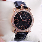 GUOU purple rose gold women luxury brand full rhinestone watch ladies genuine leather band quartz watch women famous wristwatch