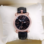 GUOU purple rose gold women luxury brand full rhinestone watch ladies genuine leather band quartz watch women famous wristwatch