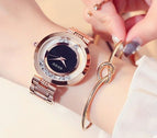 GUOU watches Women Luxury Exquisite Rhinestone Wristwatches Fashion Rose Gold Ladies Watch Full Steel Clock relogio feminino
