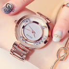 GUOU watches Women Luxury Exquisite Rhinestone Wristwatches Fashion Rose Gold Ladies Watch Full Steel Clock relogio feminino