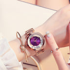 GUOU watches Women Luxury Exquisite Rhinestone Wristwatches Fashion Rose Gold Ladies Watch Full Steel Clock relogio feminino