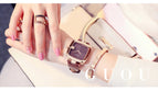 GUOU Women's Watches 2019 Square Fashion zegarek damski Luxury Ladies Bracelet Watches For Women Leather Strap Clock Saati