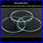 100pcs/lot 42mm 52mm 57mm 67mm 74mm 79mm 90mm 97mm  Flat Glass Lens for LED Bike light Flashlight lamp