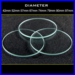 100pcs/lot 42mm 52mm 57mm 67mm 74mm 79mm 90mm 97mm  Flat Glass Lens for LED Bike light Flashlight lamp