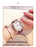 GUOU Women's Watches 2019 Square Fashion zegarek damski Luxury Ladies Bracelet Watches For Women Leather Strap Clock Saati