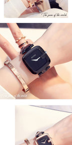 GUOU Top Brand Women's Watches Square Fashion zegarek damski Luxury Ladies Bracelet For Women Genuine Leather Strap Clocks Saati