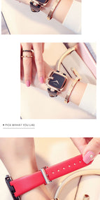 GUOU Top Brand Women's Watches Square Fashion zegarek damski Luxury Ladies Bracelet For Women Genuine Leather Strap Clocks Saati