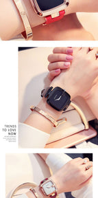 GUOU Top Brand Women's Watches Square Fashion zegarek damski Luxury Ladies Bracelet For Women Genuine Leather Strap Clocks Saati
