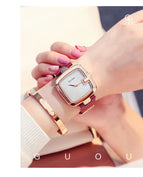 GUOU Women's Watches 2019 Square Fashion zegarek damski Luxury Ladies Bracelet Watches For Women Leather Strap Clock Saati