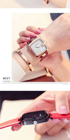 GUOU Top Brand Women's Watches Square Fashion zegarek damski Luxury Ladies Bracelet For Women Genuine Leather Strap Clocks Saati
