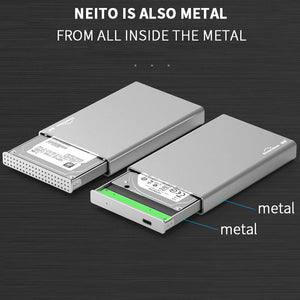 HDD enclosure USB 3.1 Type C SSD case enclosure portable hard drive caddy 6Gbps 2.5'' sata 7-9.5-15mm full aluminum case