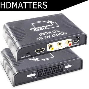 HDmatters S-video composite AV Scart to hdmi converter Switcher S-video+RCA+Scart to HDMI out