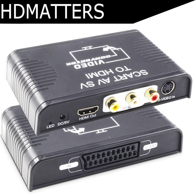 HDmatters S-video composite AV Scart to hdmi converter Switcher S-video+RCA+Scart to HDMI out