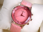 HK GUOU Brand Quartz Lady watch Rhinestone Waterproof Women's Watch Genuine Leather Upscale Large Dial Luxury Gift Wristwatches