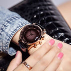 HK GUOU Brand Quartz Lady watch Rhinestone Waterproof Women's Watch Genuine Leather Upscale Large Dial Luxury Gift Wristwatches