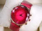 HK GUOU Brand Quartz Lady watch Rhinestone Waterproof Women's Watch Genuine Leather Upscale Large Dial Luxury Gift Wristwatches