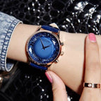 HK GUOU Brand Quartz Lady watch Rhinestone Waterproof Women's Watch Genuine Leather Upscale Large Dial Luxury Gift Wristwatches