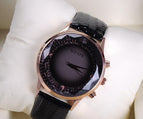 HK GUOU Brand Quartz Lady watch Rhinestone Waterproof Women's Watch Genuine Leather Upscale Large Dial Luxury Gift Wristwatches