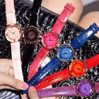 HK GUOU Brand Quartz Lady watch Rhinestone Waterproof Women's Watch Genuine Leather Upscale Large Dial Luxury Gift Wristwatches