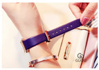GUOU Square Dial Women Watch with Date Leather Band 16mm Rose Gold Female Water Proof Rectangle Ladies Quartz Wristwatches 8089