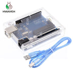 high quality One set UNO R3 Official Box ATMEGA16U2+MEGA328P Chip For Arduino UNO R3 Development board + USB CABLE