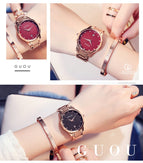 Fashion Luxury GUOU Watch Women Watch Reloj Mujer Stainless Steel Quality Diamond Ladies Quartz Watch Women Rhinestone Watches