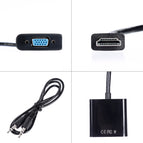 Antoksky HDMI to VGA Adapter Male To Famale Converter Adapter 1080P Digital to Analog Video Audio For PC Laptop Tablet