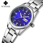 WWOOR Luxury Brand Watches Women's Full Steel Business Casual Wrist Watches Women Date Day Clock Luminous Quartz Watch Reloj