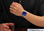 WWOOR Fashion Mens Watches Auto Date Luxury Quartz Watch Men Casual Slim Mesh Steel Waterproof Sport Watch Relogio Masculino