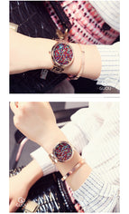 GUOU Women Watches Top Brand Luxury Colorful Diamond Wrist Watches Fashion Shiny Rhinestone Watch Rose Gold Clock reloj mujer